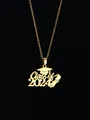 Golden Class of 2024 graduation necklace with mortarboard cap and scroll pendant - Class of 2024 Graduation Cap Style (68-Gold) / Gold