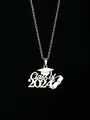 Silver Class of 2024 graduation necklace with doctoral cap pendant and steel chain - Class of 2024 Graduation Cap Style (68-Silver) / Silver