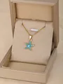 Exquisite gold necklace with blue enamel starfish pendant in a premium gift box - Starfish-Blue