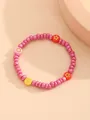 Detalle de pulsera de cuentas rosa nacarado con colgantes de estrella, corazón y flor - Púrpura Rosa Lustre Perla Estrella Corazón