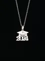 Collana in acciaio inossidabile con ciondolo 2024 e tocco accademico per laurea 2024 - Stile Intagliato Tocco 2024 (69-Silver)