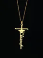 Collana in acciaio inossidabile dorato con ciondolo a croce e tocco da laurea - Stile Croce Tocco Class of (70-Gold)
