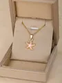 Golden fine chain necklace with a pink starfish pendant in a luxury jewelry gift box - Starfish-Pink