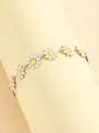 Minimalist gold stainless steel bracelet with white and yellow enamel daisy charms - White Daisy Enamel Style (SL60050-White) / White