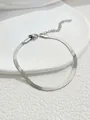 Minimalist silver stainless steel flat snake chain bracelet with lobster clasp and extender - Flat Silver Snake Chain (SL60092-Silver) / Silver