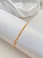 Elegant gold-tone stainless steel curb chain tassel bracelet on white silk background - Gold Minimalist Thin Chain (SL60097-Gold) / Gold