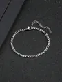 Sleek silver stainless steel Figaro chain bracelet with adjustable lobster clasp closure - Silver Figaro Chain Style (SL60063-Silver) / Silver