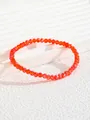 Pulsera de cuentas de cristal facetado naranja de moda con cordón elástico mujer - Cuenta facetada roja (6-Rojo)