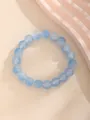Pulsera de cuentas de vidrio azul claro con diseño elástico y minimalista - Cuentas esmeriladas azul oscuro (8-Azul oscuro)