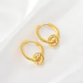 Detailed macro shot of vintage gold twisted hoop earrings with sparkling zircon accents - Twisted Rope Gold-Toned Hoop Earrings