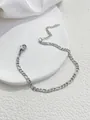 Polished silver Figaro chain bracelet in stainless steel with lobster clasp and extender - Silver Figaro Link Style (SL60096-Silver) / Silver