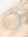 Pulsera de cuentas de moda con cuentas azul claro mate y cristal facetado - Azul y Blanco Esmerilado Facetado Mezclado (10-Azul)
