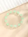 Pulsera artesanal con cuentas de vidrio verde claro y cristales facetados transparentes - Mezcla de Esmerilado Facetado Verde y Blanco (10 - Verde)