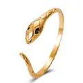 Bracelet serpent exagéré en or avec écailles texturées et yeux en pierres noires - Or