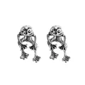 Vintage silver frog stud earrings in a detachable alloy design for a retro animal look - Antique Silver G-363