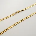 Golden flat NK chain necklace in titanium steel with embossed texture and lobster clasp - 5.8 Wide 50 Long / Gold