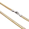 Flat herringbone chain necklace in two-tone gold and silver finish with lobster clasp - 5.8 Wide 50 Long / Gold and Silver Two-tone