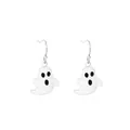 Schattige witte spook oorbellen met zwarte ogen en zilveren haken voor Halloween - Witte Geest Stijl