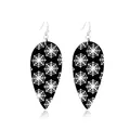 Waterdrop-shaped earrings with black and white spider web pattern for Halloween - 06 Black Leather Texture Earrings