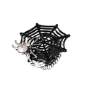 Halloween spider web ring with black enamel, silver spider, and colorful crystals - 08 Black Spider Web Ring