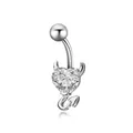Piercing de ombligo corazón de diablo plateado con circón en estilo punk gótico - Plata Circonita Transparente (01)