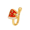 U-shaped non-piercing nose cuff featuring a red Christmas hat design with gold plating - 01 KC Gold Hat