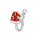U-shaped non-pierced silver nose clip with a red and white Christmas hat enamel design - 02 Antique Silver Hat