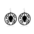Gothic black spider pendant earrings in a polished finish for Halloween jewelry collection - 11 Large Spider Style