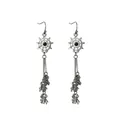 Gothic silver spider web drop earrings with black gemstones and spider charms - 13 Spider Web Pendant Style