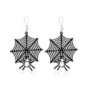 Halloween spider web hook earrings with black alloy frame and sparkling crystal spider drop - Spiderweb Colorful Rhinestone Spider (1806) / Black