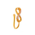 Gold plated U-shaped non-piercing nose ring featuring a crystal infinity symbol - Infinity Zirconia Style / Gold (A-818)