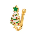 Christmas tree U-shaped non-piercing gold nose clip with enamel finish for festive style - 09 KC Gold Christmas Tree