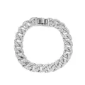 Bracciale a catena cubana d'argento con zirconi scintillanti per uomo e donna, stile hip hop - Oro bianco