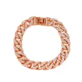 Bracciale cubano hip-hop finitura oro rosa con pavé completo di strass e chiusura - Oro rosa