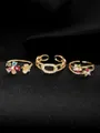 Anelli in oro multistrato regolabili con fiori in zircone colorato e farfalla - Stile Fiore Colorato E Farfalla In Strass (W11-JZ11090-GD)