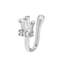 Silver crown non-piercing U-shaped nose clip with sparkling cubic zirconia stones - Silver Crown (WG-1384)