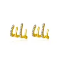 U-förmige vergoldete Ohrklemmen mit Vier-Krallen-Design und Mikro-Zirkonia-Besatz - Vier Krallen Reihe (S514) / Gold