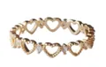 Adjustable gold multi-layer heart ring with pave zircon stones and beaded edges - Gold Heart EKG Style (CG-JZ037)