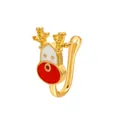 Christmas reindeer fake nose ring in gold finish with red zircon and enamel detail - 01 KC Gold Reindeer (WG-0075)
