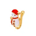 U-shaped Christmas snowman nose clip with gold finish and pink zirconia accents - 04 KC Gold Snowman (WG-0074)