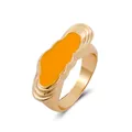 Elegante anillo ondulado dorado con esmalte amarillo para un estilo moderno - Talla única / Estilo Nube Amarilla (10 nubes amarillas)