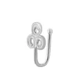 Faux piercing de nez en forme de U argenté avec trois spirales et perles lisses - Style Triple Spirale (4578) / Argent