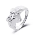 Anillo de estrella multicapa de plata con circón y acabado metálico pulido - Talla única / Estilo Oro Blanco de 14 Estrellas