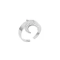 Adjustable silver star and moon ring featuring pavé-set sparkling cubic zirconia - Silver Star Moon Pave Rhinestone Style (JZ40-RS07-SL)