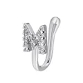 Silver U-shaped non-piercing nose ring featuring a letter M with sparkling zircon stones - Silver Letter M (A-620)