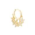 Pendientes de aro dorados con cinco dijes de estrellas con circonitas brillantes - Estilo Aro de Estrella con Zirconia (E21) / Dorado