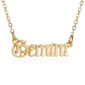 Collier Gémeaux doré avec pendentif lettres gothiques vintage sur une chaîne à maillons fins - Gémeaux