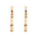 Elegantes pendientes largos de borla en oro rosa con lentejuelas redondas y cadenas - Estilo Colgante de Borla y Disco Redondo (E22) / Dorado