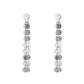 Elegantes pendientes largos de borla plateada con estrellas y lunas de circón brillante - Estilo Colgante de Borla y Disco Redondo (E22) / Plateado