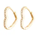 Orecchini a cuore dorati con zirconi chiari e chiusura a scatto lucidata - Huggie a Cuore Full-Pavé / E218-Oro
